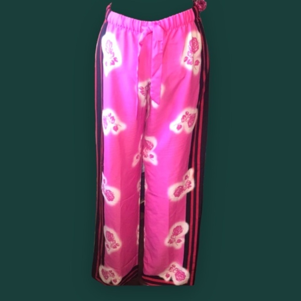 NWT Victoria’s Secret Y2K Pink Satin Rose Stripe Pajama Pants XS